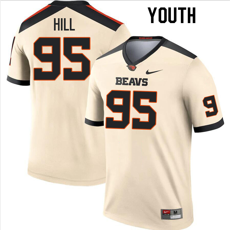 Youth #95 Tygee Hill Oregon State Beavers College Football Jerseys Stitched-Cream